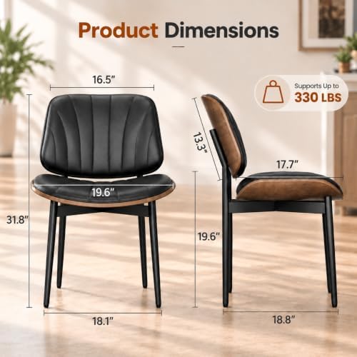 YaFiti Dining Chairs Set of 4, Mid Century Modern PU Leather Kitchen Chairs