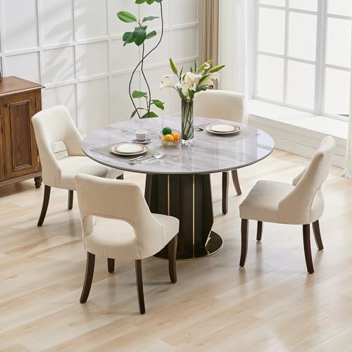 UVV Wooden Dining Chairs Set of 4, Mid Century Modern Fabric Upholstered Dini...
