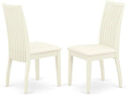 East West Furniture LGIP9-LWH-C 9 Piece Dining Room Table Set Includes a Rectangle Kitchen Table with Butterfly Leaf and 8 Linen Fabric Upholstered Dining Chairs, 42x84 Inch, Linen White