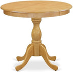 East West Furniture AMVA3-OAK-W 3 Piece Modern Dining Table Set Contains a Round Kitchen Table with Pedestal and 2 Dining Chairs, 36x36 Inch, Oak