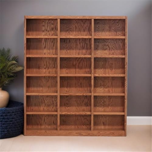 BOWERY HILL Traditional 84" Tall 18-Bookshelf Triple Wide Wood Bookcase ...