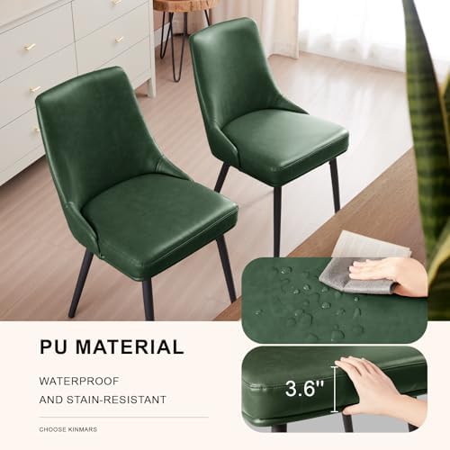 kinmars Kitchen & Dining Leather Dining Chairs Set of 4, Green