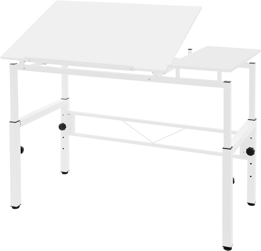 White Adjustable Drafting Table,Drawing Desk with 4 Leveling Feet, Floorstand...