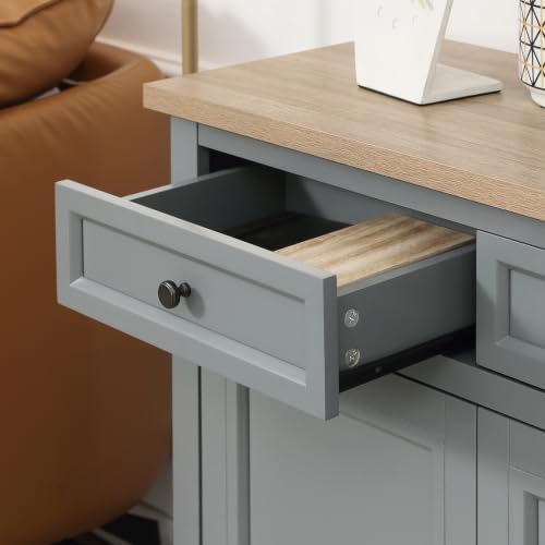 HOMCOM Sideboard Buffet Cabinet, Coffee Bar Cabinet with 2 Drawers, Gray