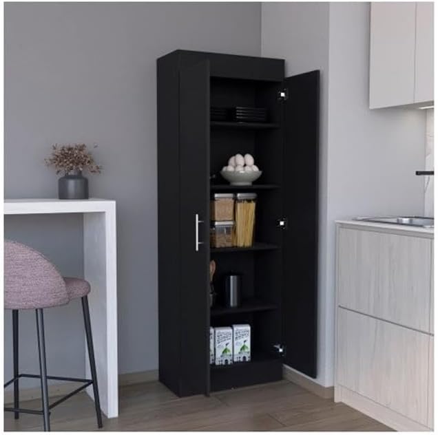 Clinton Pantry Cabinet Engineered Wood Black