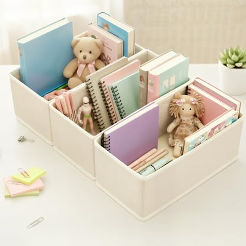 Small Foldable Fabric Drawer Organizer 6 Pack Grey - 11“ Breathable Closet & Dresser Storage Bins for Socks, Underwear, Bras & Baby Clothes