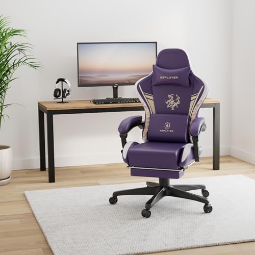 GTPLAYER Gaming Chair with Bluetooth Speakers and Footrest, Dragon Series Vid...