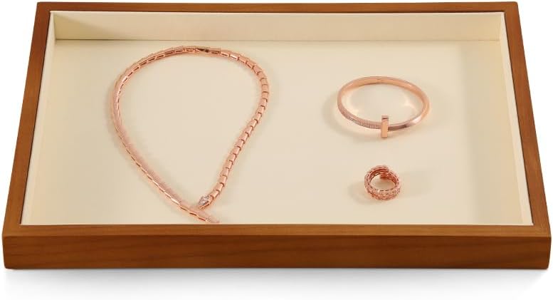 Jewelry Tray, Wood Serving Tray,Luxury Flat Jewelry Display,White Jewelry Organizer Tray For Dresser,Ring,Bracelet,Watch,Necklace