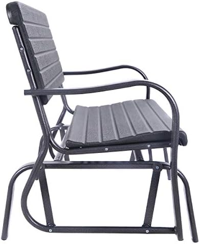 HAPPYGRILL Outdoor Swing Glider Bench, Patio Loveseat Chair with Steel Frame,...