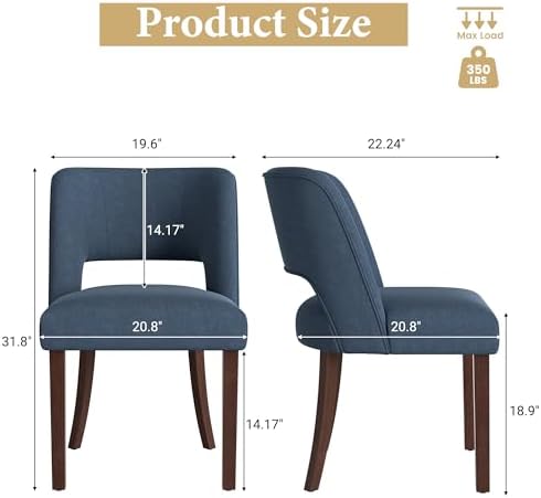 Dining Chairs Set of 2,Modern Dining Room Chairs with Thick Cushions,Linen Up...