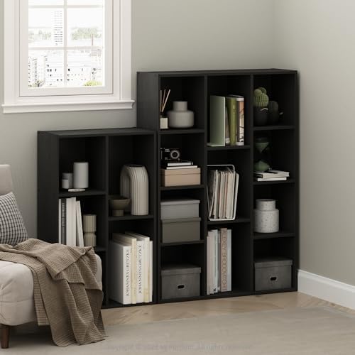 Furinno LUDER Book Shelf, 11-Cube Bookshelf, Reversible Bookcase, 9.4 x 29.1 ...