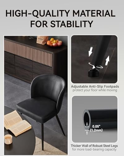 Susalt Upholstered Faux Leather Dining Chairs Set of 4, Black