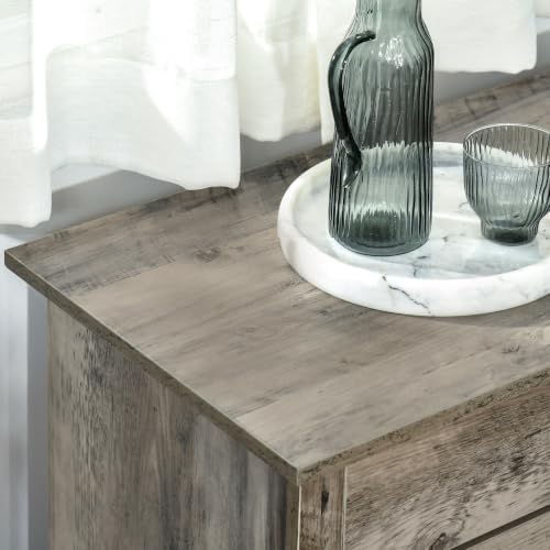 HOMCOM Farmhouse Sideboard Buffet Cabinet Barn Door Gray