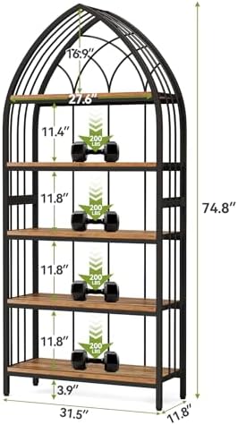 LITTLE TREE 74.8" Tall Bookshelf, 5-Tier Heavy Duty Bookcase, Large Load...