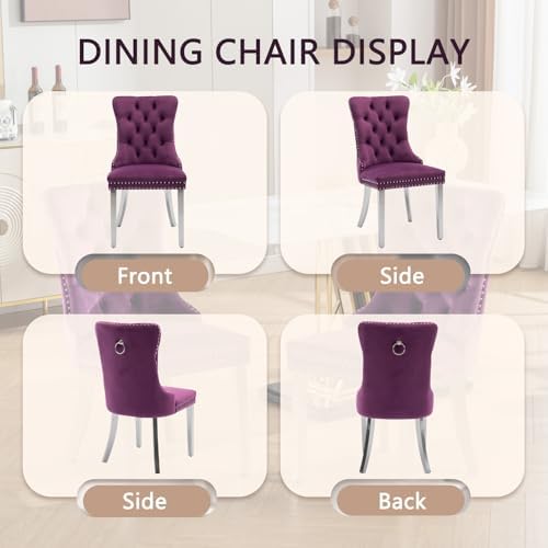 3-Pieces Dining Sets, 31.5" Round Dining Table with 2 Velvet Upholstered...