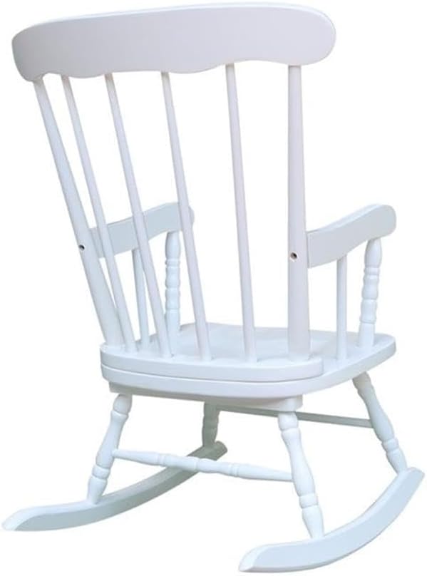 Rosebery Kids Solid para Wood and Veneers Rocker, Linen White Finish, 27.75" H x 22" W x 20" D, Durable Construction, Ready to Assemble, Children's Rocking Chair for Bedroom or Playroom