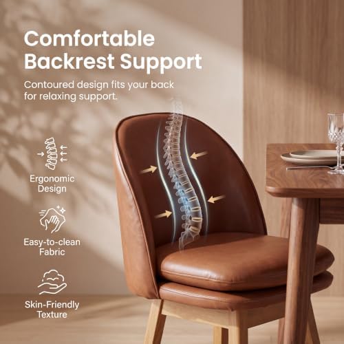 ROCITY Swivel Dining Chairs Set of 6, Faux Leather Kitchen Chairs with Solid ...