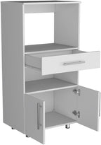 24.4" D*16.53" W*48.03" H Freestanding Kitchen Pantry with Dawer, 2 Open Shelves, Lower Double Door, Rectangular Storage Cabinet, Modern Minimalist, for Living Room, Dining Room, White