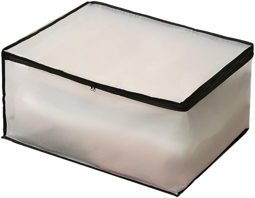 Moisture Proof Quilt Storage Bag - Translucent Visible Clothing Storage Box, Humidity Resistant Blanket Container for Seasonal Under Bed Closet Clothes Organization(L)