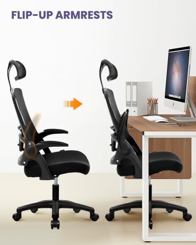 NEO CHAIR Office Desk Chair with Ergonomic High Back Headrest, Mesh Black