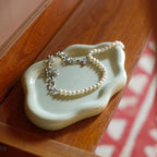 Jewelry Dish Trinket Tray for Women, Ring Dish Holder, Unique Cloud Shape Ceramic Plate Cute Things Vanity Aesthetic Room Decor Mother's Day Birthday (Mint Green)