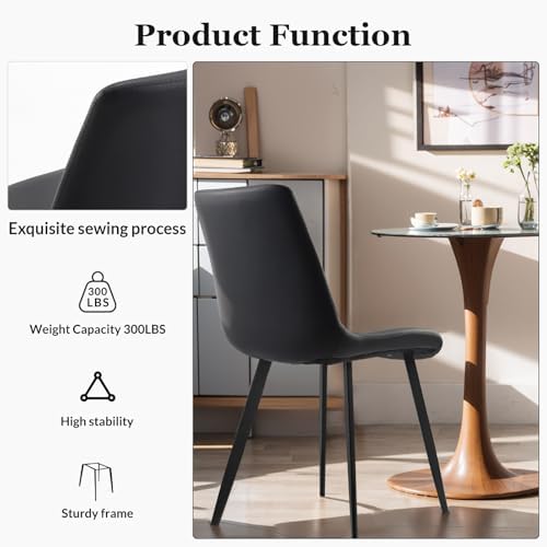 Dining Chairs, Modern PU Leather Dining Room Chair with Sturdy Metal Legs, Up...