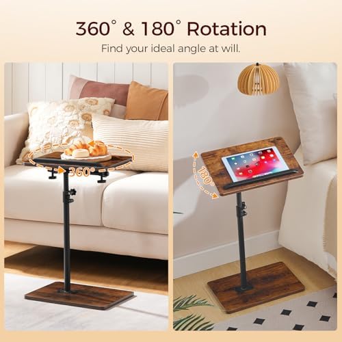 MAHANCRIS Set of 2 TV Tray Table, Height Adjustable TV Trays with 360° Swivel...
