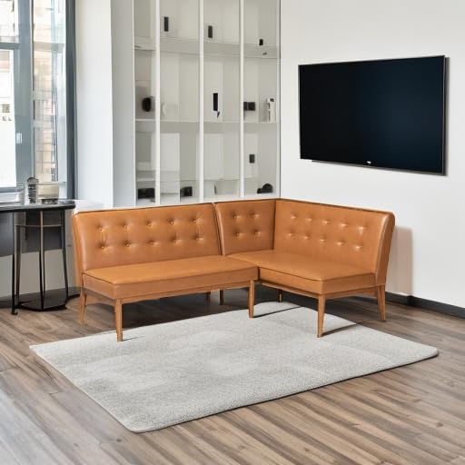 Baxton Studio Arvid Mid-Century Modern Tan Faux Leather Upholstered and Walnu...