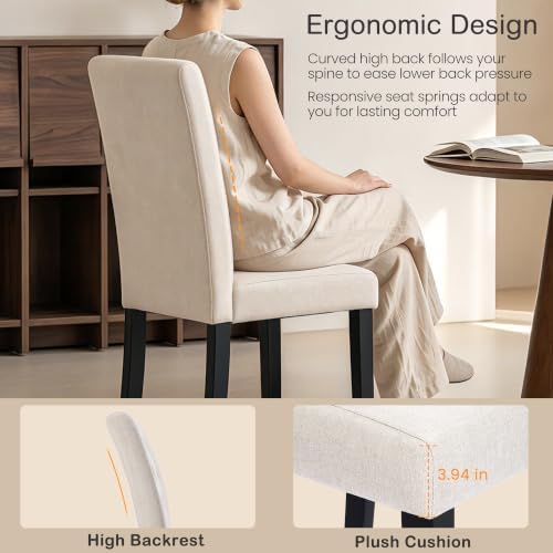 VECELO Upholstered Dining Chairs Set of 6, Modern Accent Parsons with Comfort...