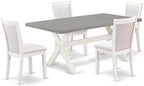 East West Furniture X097MZ001-5 5 Piece Dining Table Set for 4 Includes a Rectangle Kitchen Table with X-Legs and 4 Cream Linen Fabric Parsons Dining Chairs, 40x72 Inch, Multi-Color