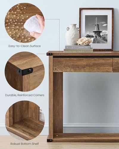 VASAGLE 47.2" Console Table with 3 Drawers, Entryway Table, Bottom Shelf...