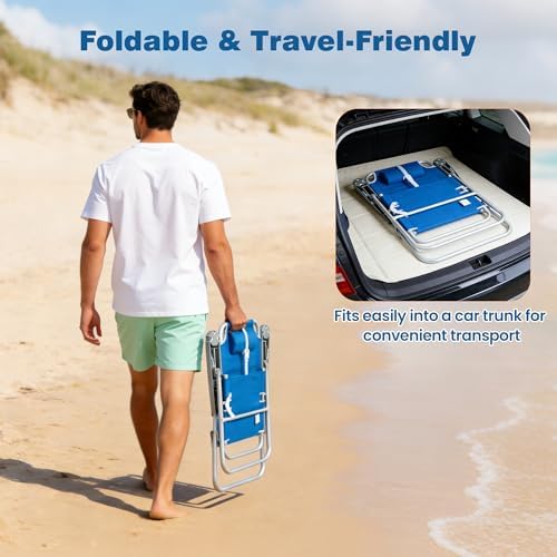 SUNNYFEEL Tall Beach Chair for Adults, High Back High Seat Folding Chairs