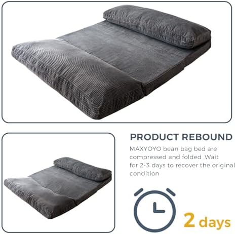 MAXYOYO Folding Sofa Bed, Extra Thick and Long Floor Sofa Convertible Chair w...