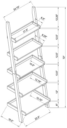 5-Tier Leaning Ladder Display Shelf for Living Room with Open Storage | Slim Open Back Ladder Shelving Unit, Space Saving Accent Furniture for Living Room, Entryway, Bedroom & Farmhouse Home Decor