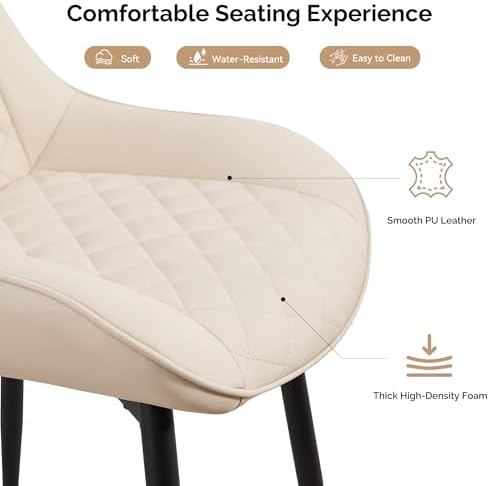 Dining Chair Set of 6, Modern Dining Chairs with Thick Cushions, Faux Leather...