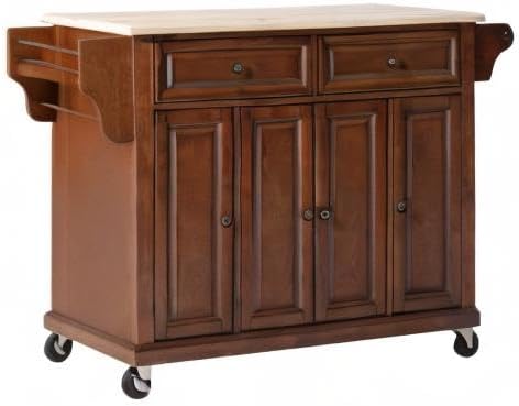 Crosley Furniture Full Size Rolling Kitchen Island, Wood Top