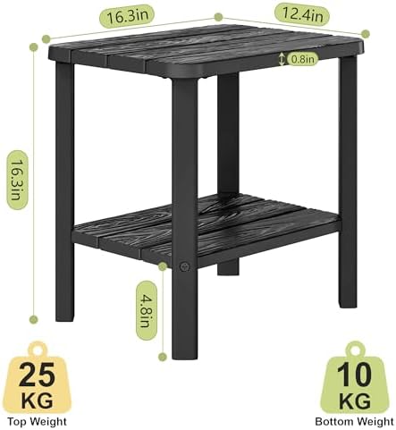 KAMABOKO Outdoor Side Table Set of 2, 2-Tier Adirondack Square Patio Table, H...