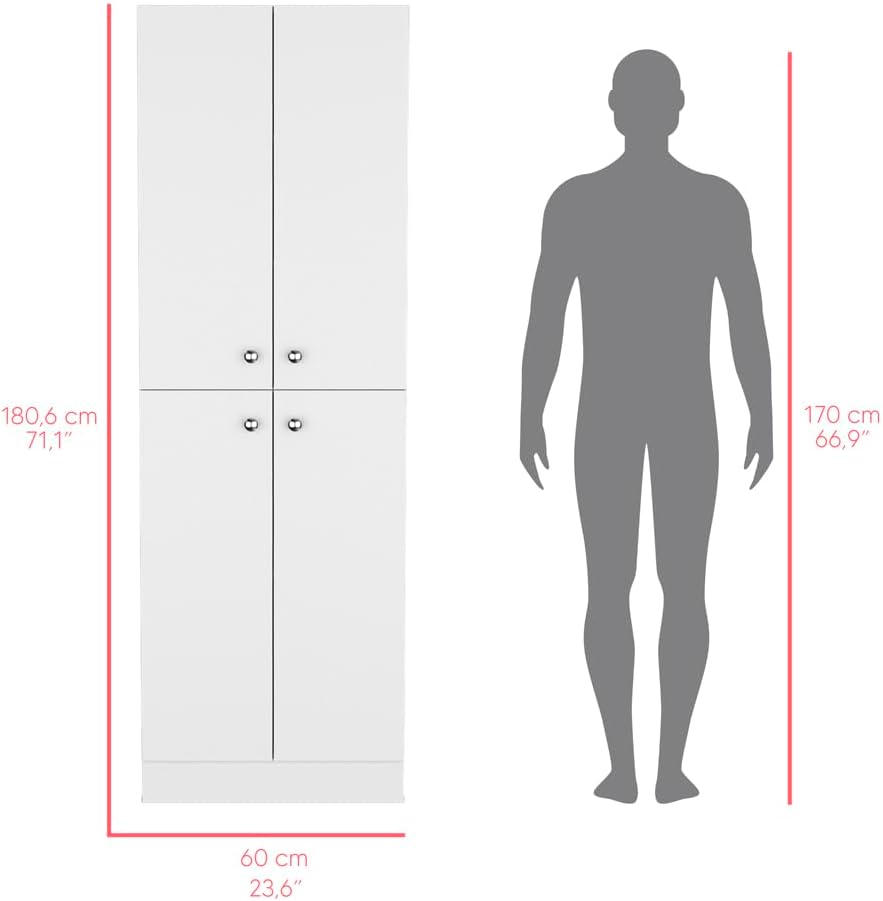 Modern Kitchen Pantry, Storage Cabinet, White, Engineered Wood, for Dining Room, Easy to Clean