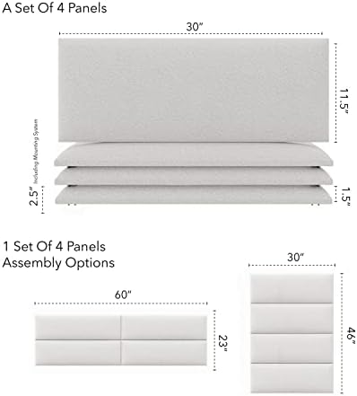 Vänt Wall Mounted Headboard Panels, Queen/Full, Boucle Ivory