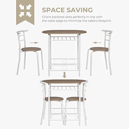 VINGLI 3 Piece Dining Set,Small Kitchen Table Set for 2,Breakfast Table Set,K...