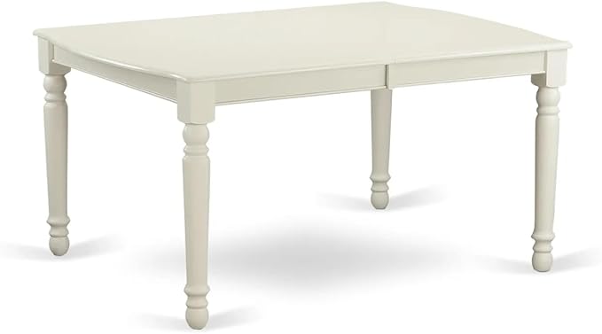 East West Furniture DOAS9-LWH-43 9 Piece Mid Century Modern Dining Table Set Consists A Wooden Dining Table and 8 Willow Green Polyester Fabric Upholstered Chairs, Linen White