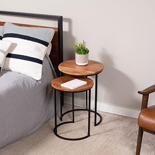 BIRDROCK HOME Wooden Nesting Side Tables - Mid Century Modern Stackable Coffe...