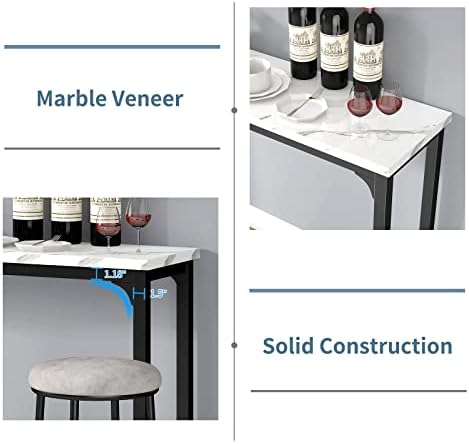 Bar Table Set for 3, 4 Piece Console Table with 3 Stools, Counter Height Kitc...