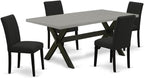 East West Furniture X697AB624-5 5 Piece Kitchen Table Set Includes a Rectangle Dining Room Table with X-Legs and 4 Black Color Linen Fabric Parson Dining Chairs, 36x60 Inch, Multi-Color