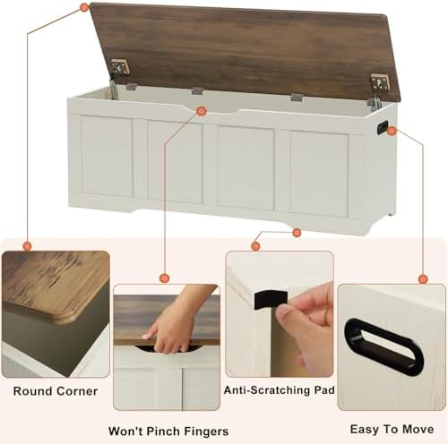 Timberer 47.2" Storage Chest, Extra Large Storage Trunk with 2 Safety Hi...