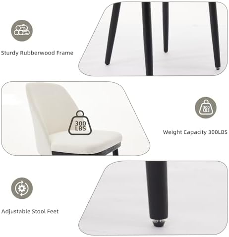 GarveeHome Wooden Dining Chairs Set of 6 Linen Upholstered Kitchen Chairs