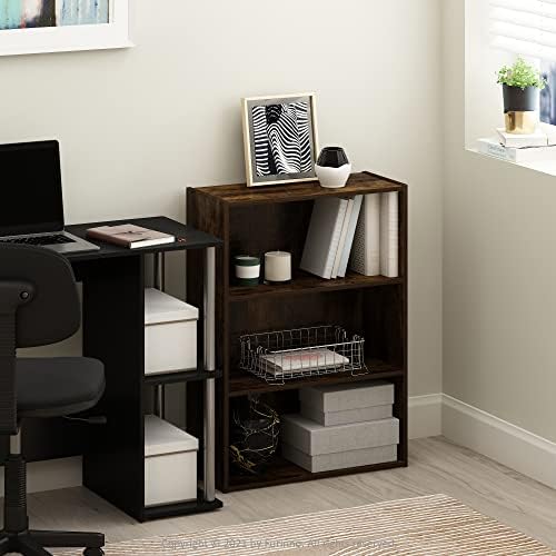Furinno PASIR Book Shelf, 3-Tier Bookshelf, Storage Shelves Bookcase, 9.7 x 2...