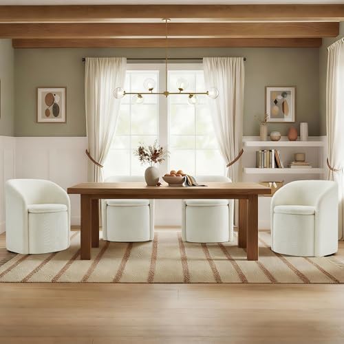 KISLOT Upholstered Dining Chairs with Casters, No Assembly Rolling Modern Din...