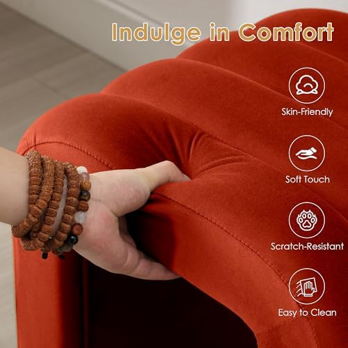 ONEVOG Velvet Pouf Ottoman, Small Ottoman Foot Rest for Couch, 18 Inch Cute V...