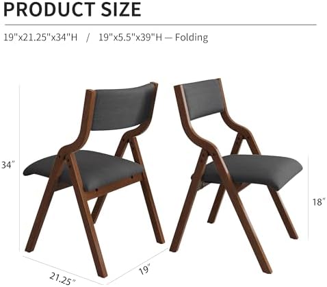 Ball & Cast Modern Folding Chairs Foldable Dining Chairs Set of 2, 18&quo...